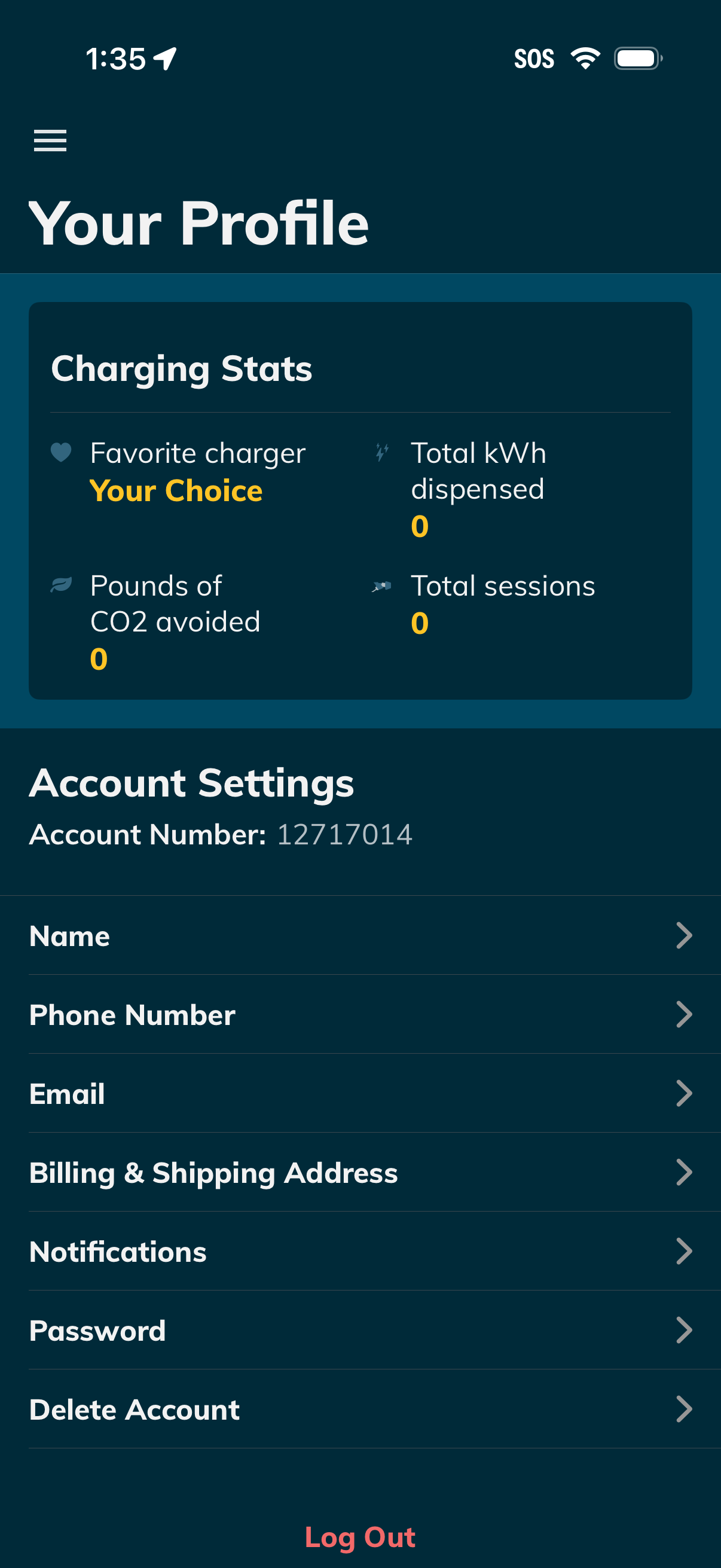 EVgo profile screenshot